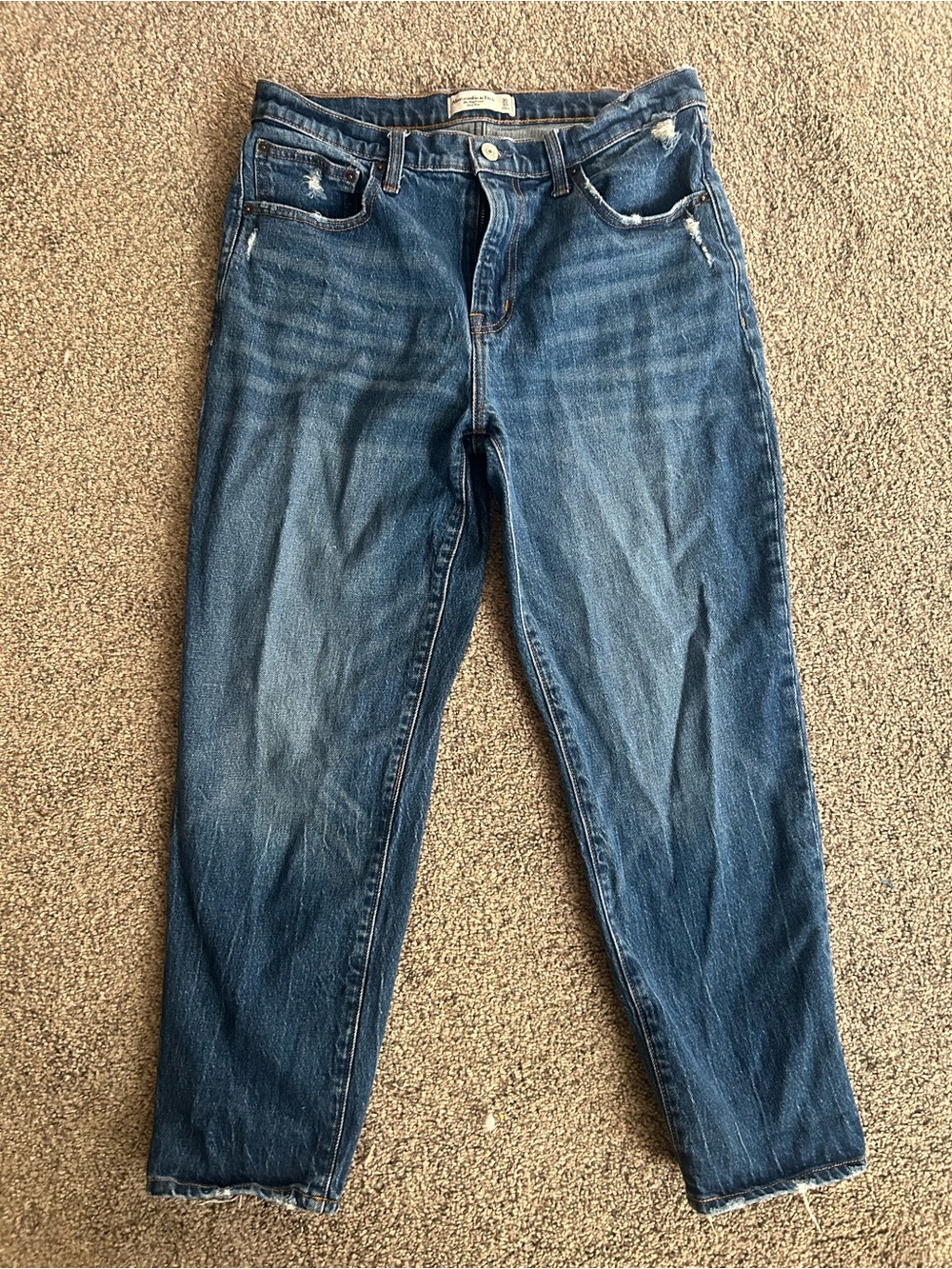 Abercrombie & Fitch Distressed Blue Relaxed Jeans